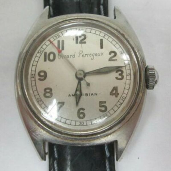 VINTAGE WWII ERA 1945 EARLY GIRARD PERREGAUX AMPHIBIAN MILITARY WATCH
