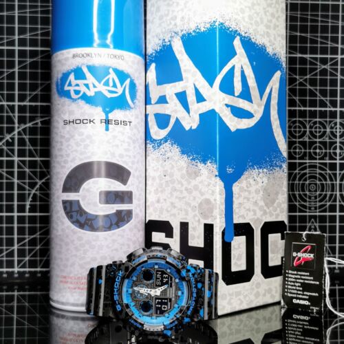 Casio G-Shock GA-100 STASH Graffiti Collab Black Blue Grey Casio G-Shock GA-100 STASH Graffiti Collab Black Blue Grey