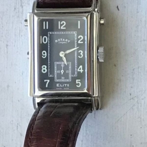 Rotary Reverso Rotary Elite Reverso Reversible Black Dial Stainless Steel Men Quartz ...