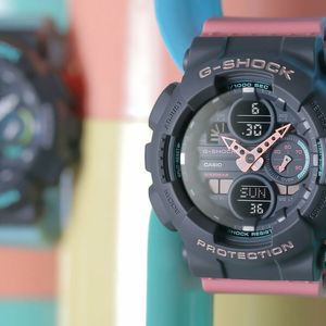 Ladies' Casio G-Shock S Series Pink Resin Strap Watch with Black Dial  (Model: GMAS140-4A)
