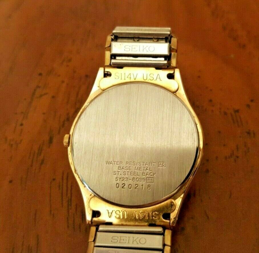 Classic Seiko Quartz Gold Watch Vintage 1989 Edition S114V w/Brand New  Battery | WatchCharts