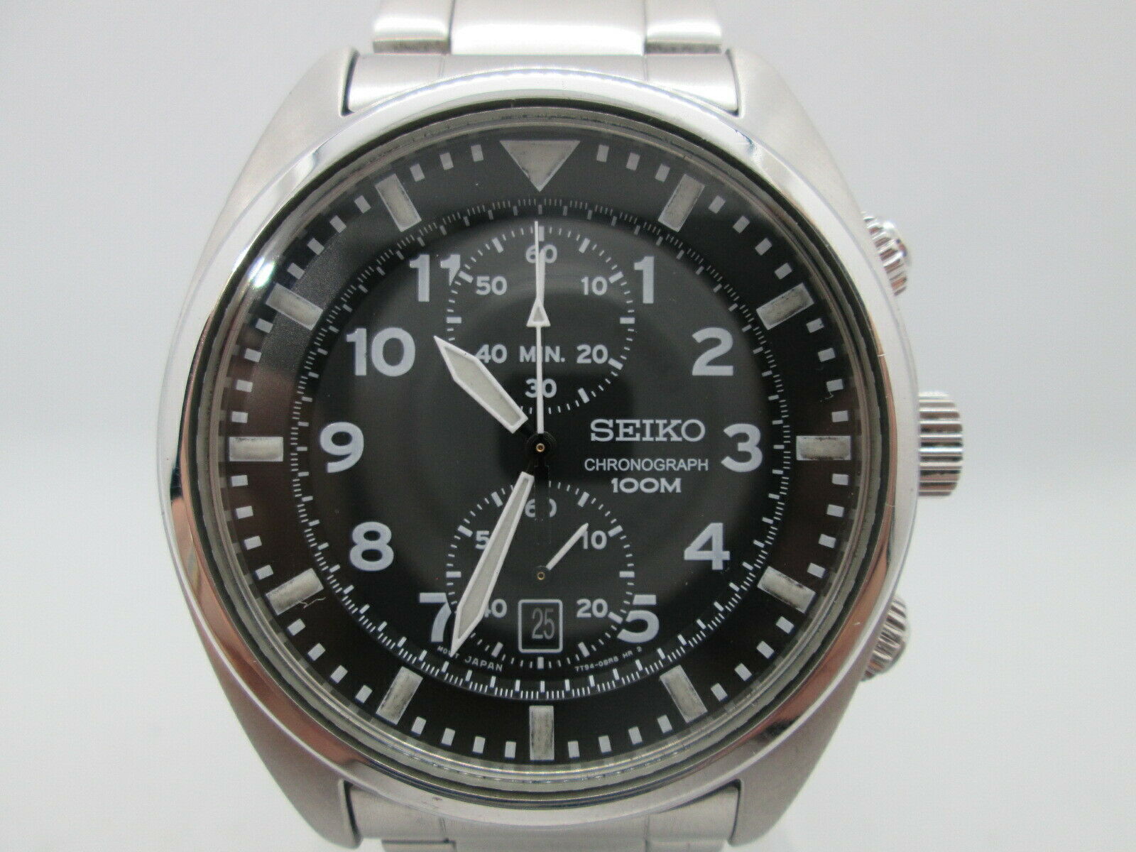 【稼働品】セイコー クロノグラフ 7T94-0BL0 デイト メンズ ステンレス SEIKO 7T94-0BL0 CHRONOGRAPH STAINLESS STEEL QUARTZ MENS WATCH