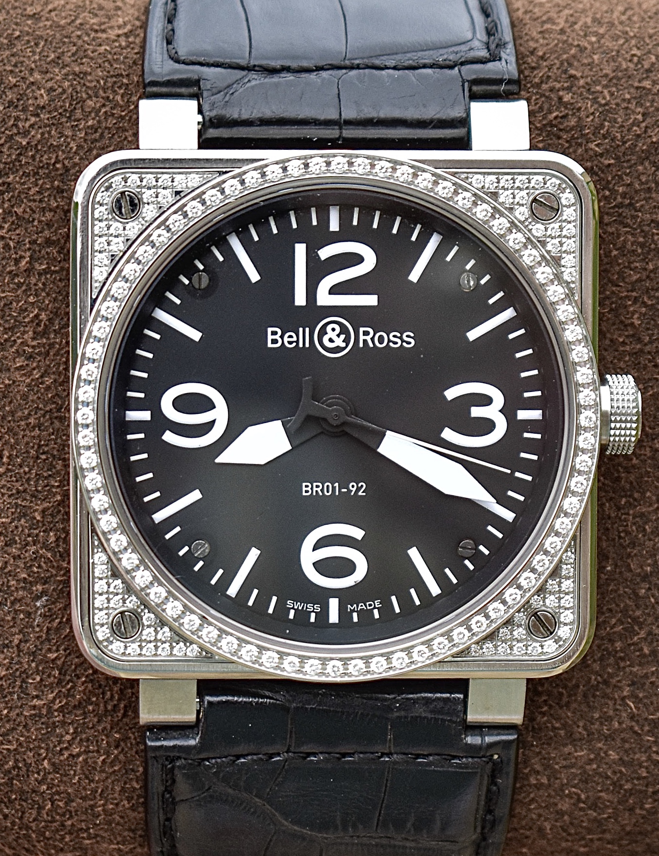 Bell Ross BR 01 92 Factory Diamonds SUPER RARE Steel Aviation