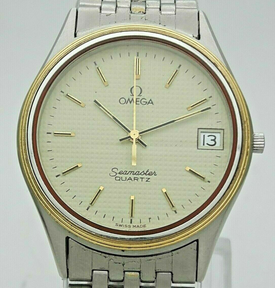 Vintage OMEGA Seamaster Quartz Ref. 196.0217 Gold Bezel Vintage OMEGA Seamaster Quartz Ref. 196.0217 Gold Bezel