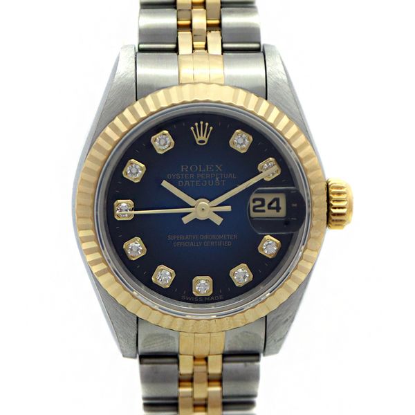 ROLEX 69173G Datejust Blue Gradation Dial W No. Diamond SS / Stainless ...
