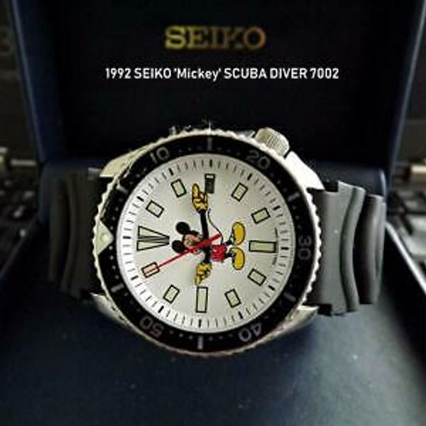 1992 SEIKO SCUBA DIVER White (Mickey Mouse) Date Dial 17Jwl Automatic  7002-700A | WatchCharts