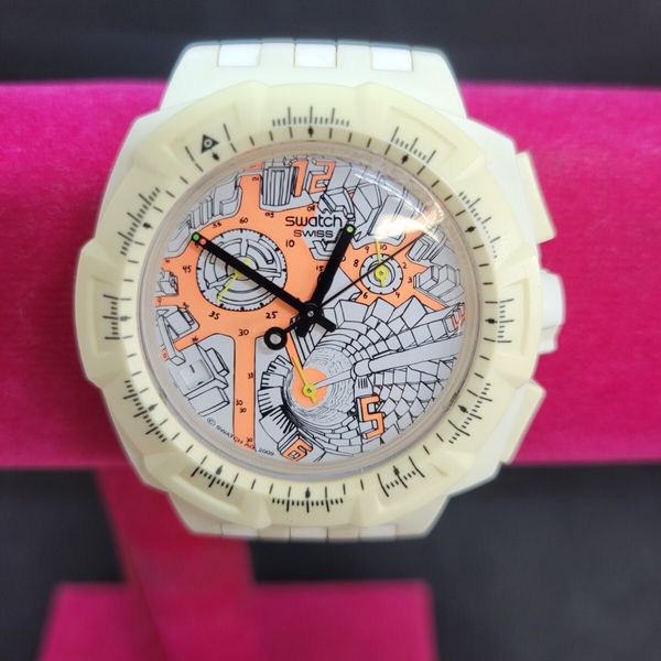 Swatch Map Swatch Chrono Street Map Flash Orange SUIW411 Chronograph Watch *RARE ...