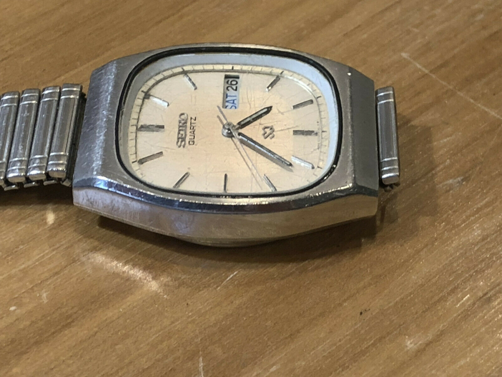 Vintage Seiko SQ Rectangular Stainless Steel Quartz Wrist Watch