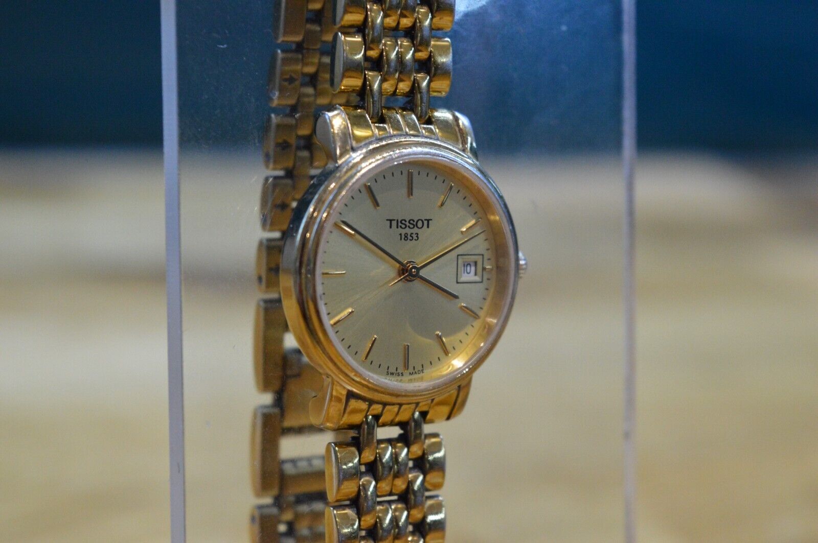 TISSOT 1853 Ladies Gold Plated Sapphire Crystal Swiss Quartz Watch