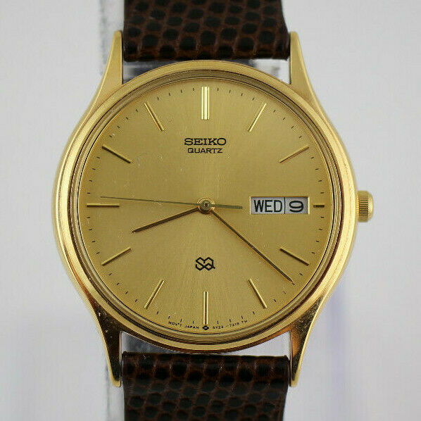 Nice Vintage Seiko SQ 5Y23 7079 Mens Dress Watch Day Date Runs