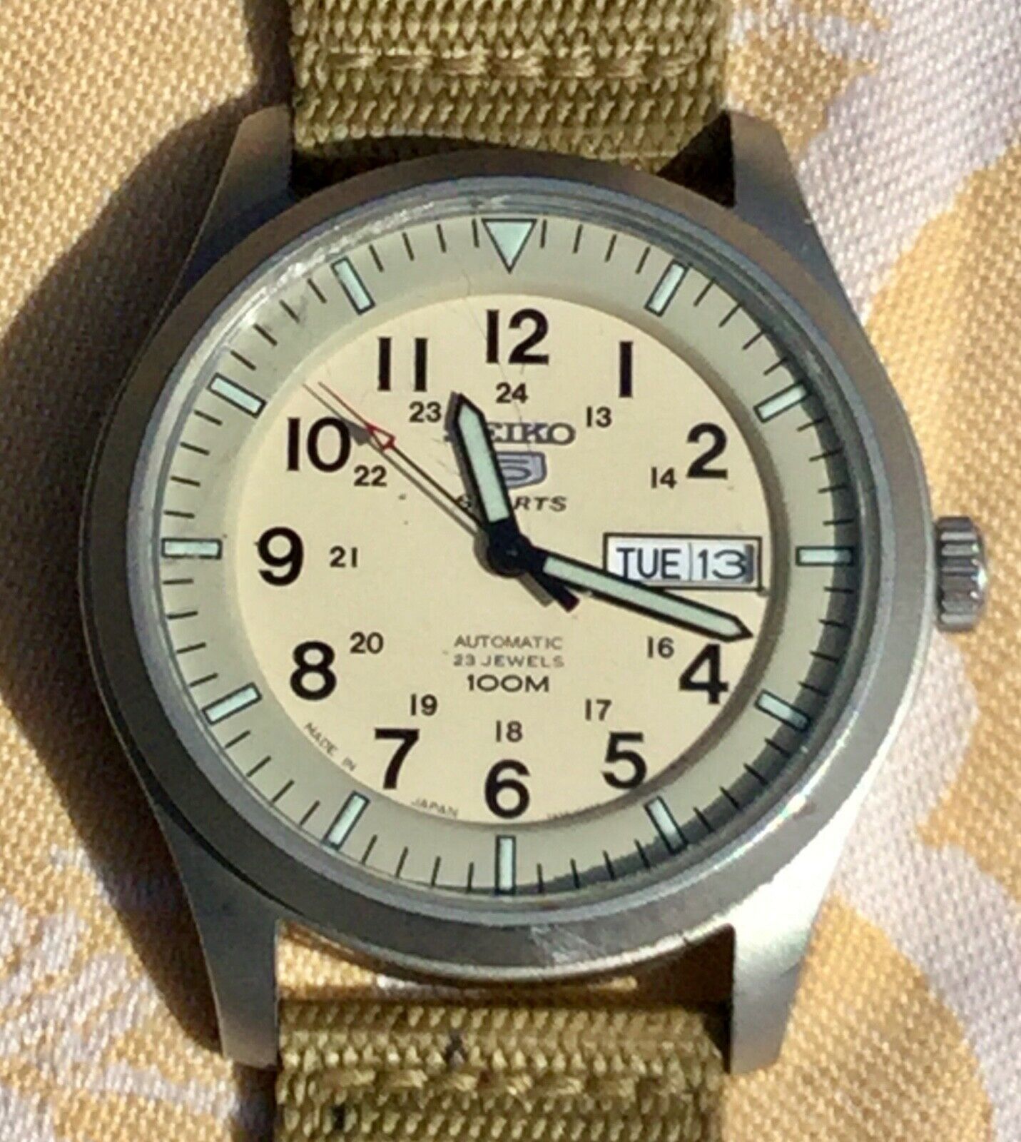 Seiko 5 Automatic Sports Watch 7S36-03J0 Military Nylon
