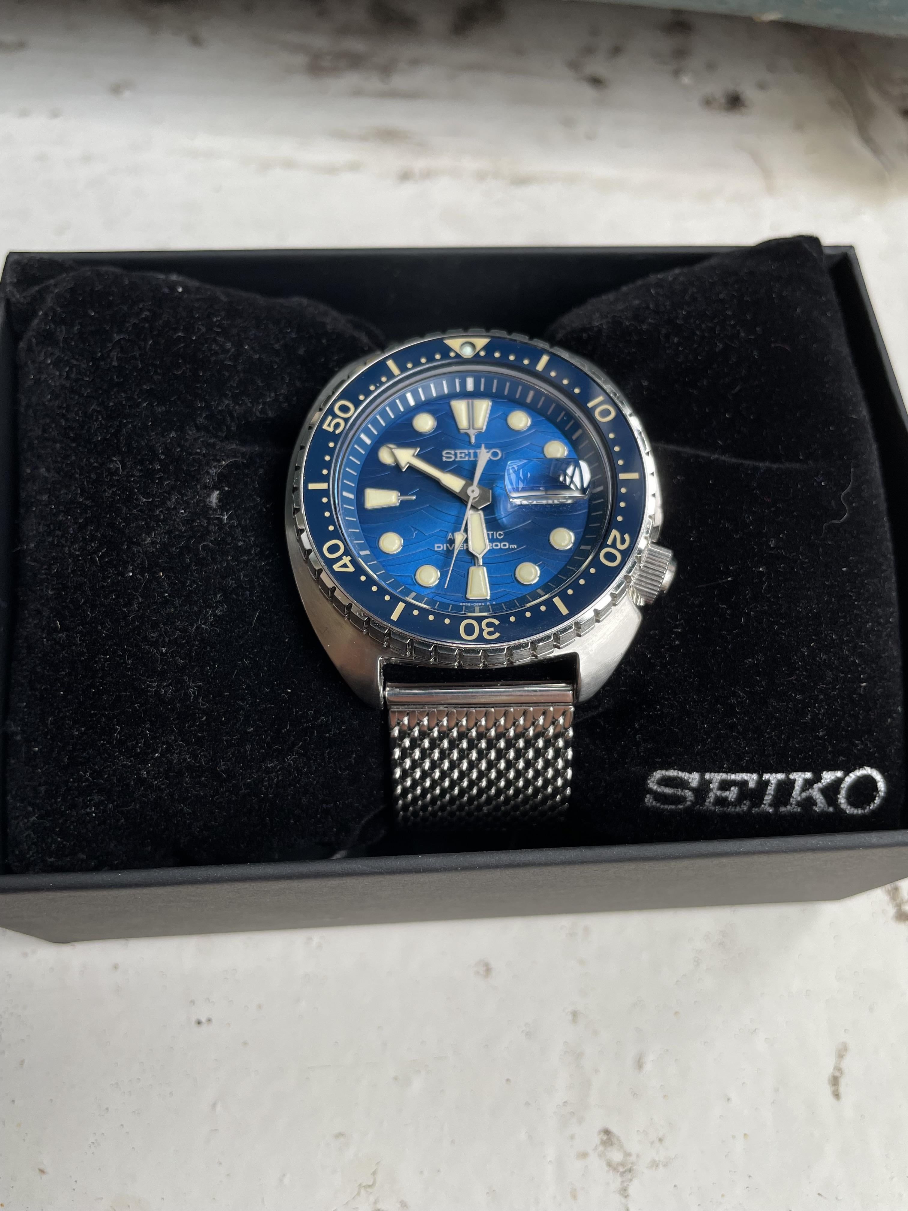 WTS] Seiko SRPE07 King Turtle shark dial on mesh bracelet