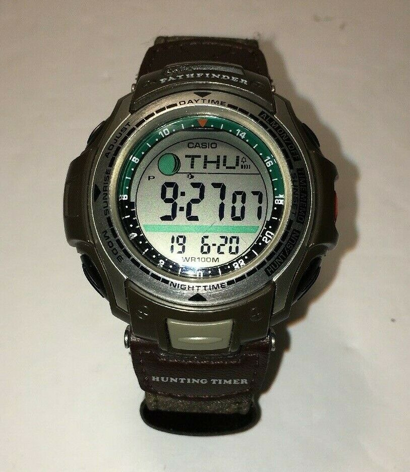 casio pathfinder moon phase hunting watch