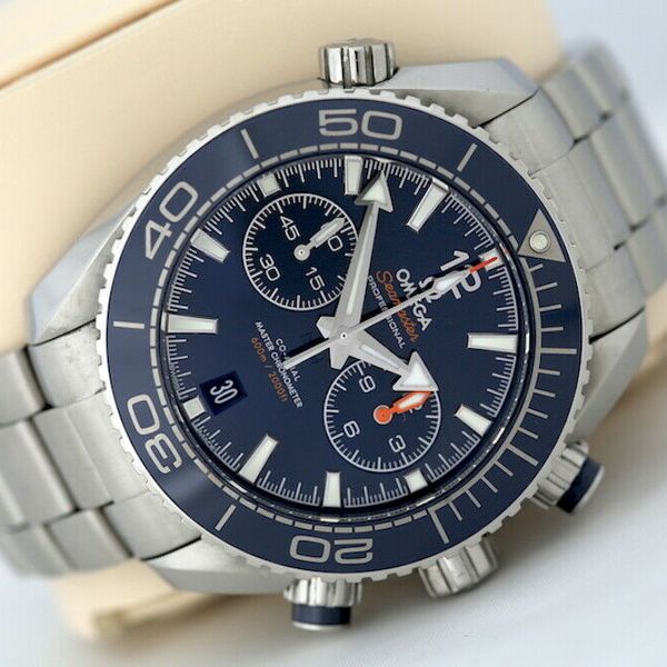 Omega Seamaster Planet Ocean 46mm Chronograph Co-Axial Watch Blue Face ...