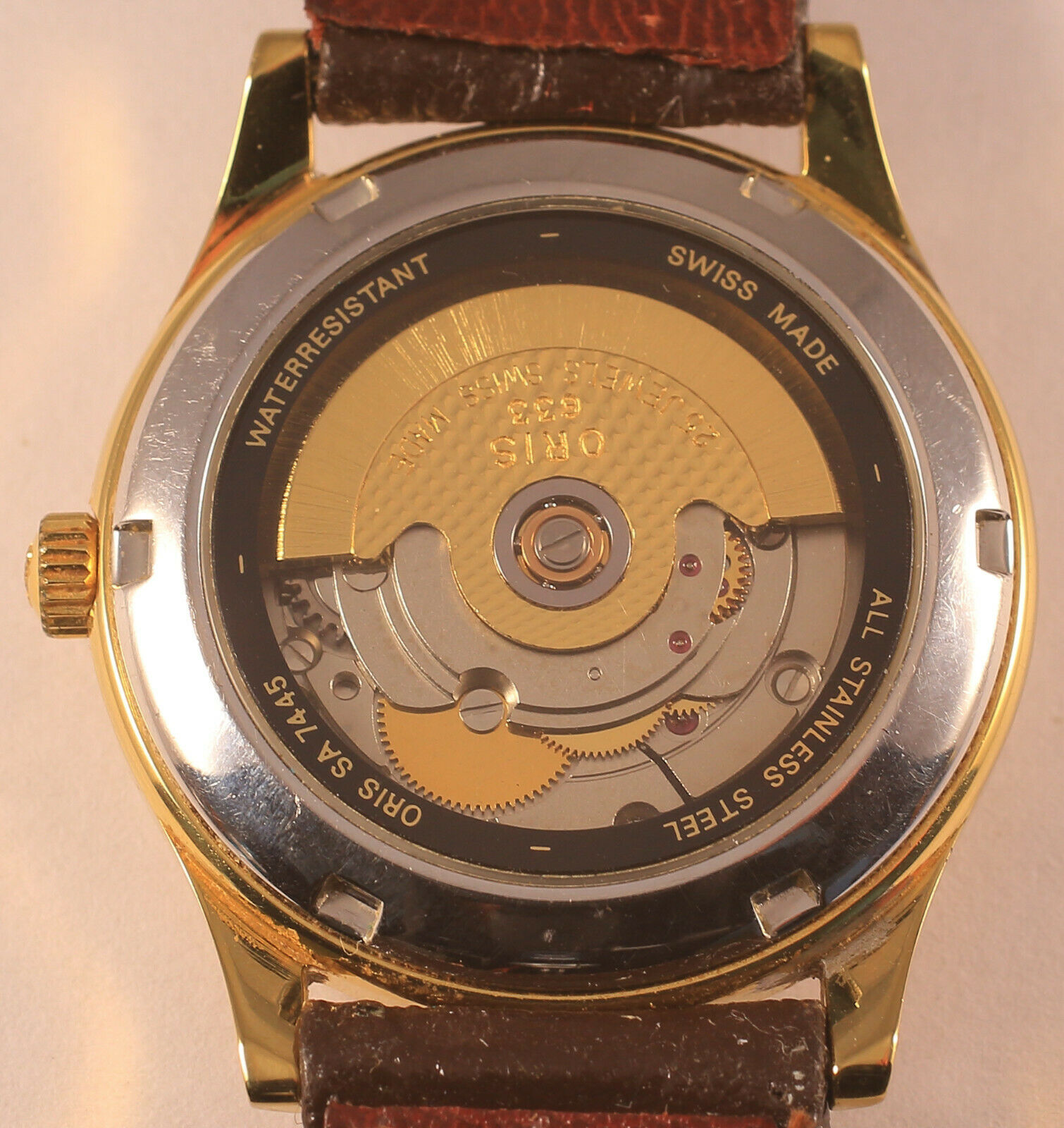 Rare ORIS SA7445 Automatic Watch Exhibition Caseback Hacking