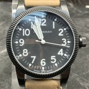 Burberry Military Black Dial Tan Leather Strap Men's Watch | WatchCharts