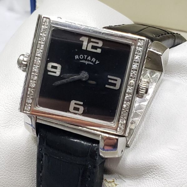 Rotary Reverso RARE ROTARY REVERSO DUAL TIME DIAMONDS QUARTZ SMALL LADIES WATCH ...