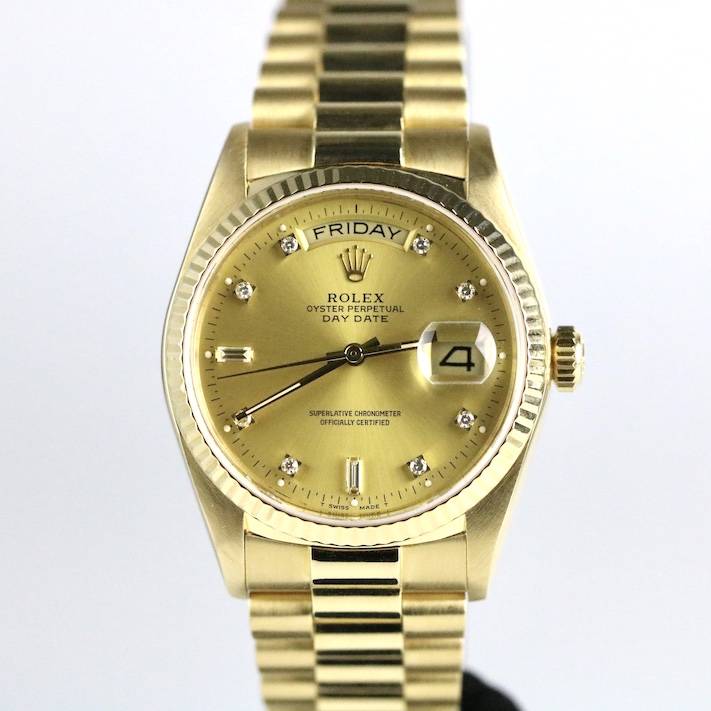 FS 1987 Rolex 18038 Daydate 36mm 18K Yellow Gold Factory Diamond