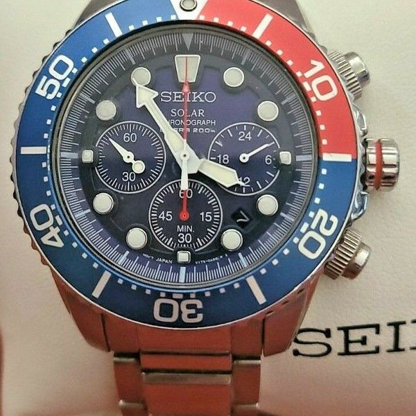 Seiko V175 0ad0 Solar Chronograph Diver Mens Watch 200m Watchcharts Marketplace 1975