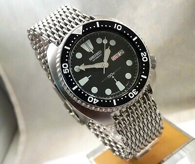 Huge Seiko Turtle Submariner Shark Mesh Automatic Day/Date Diver