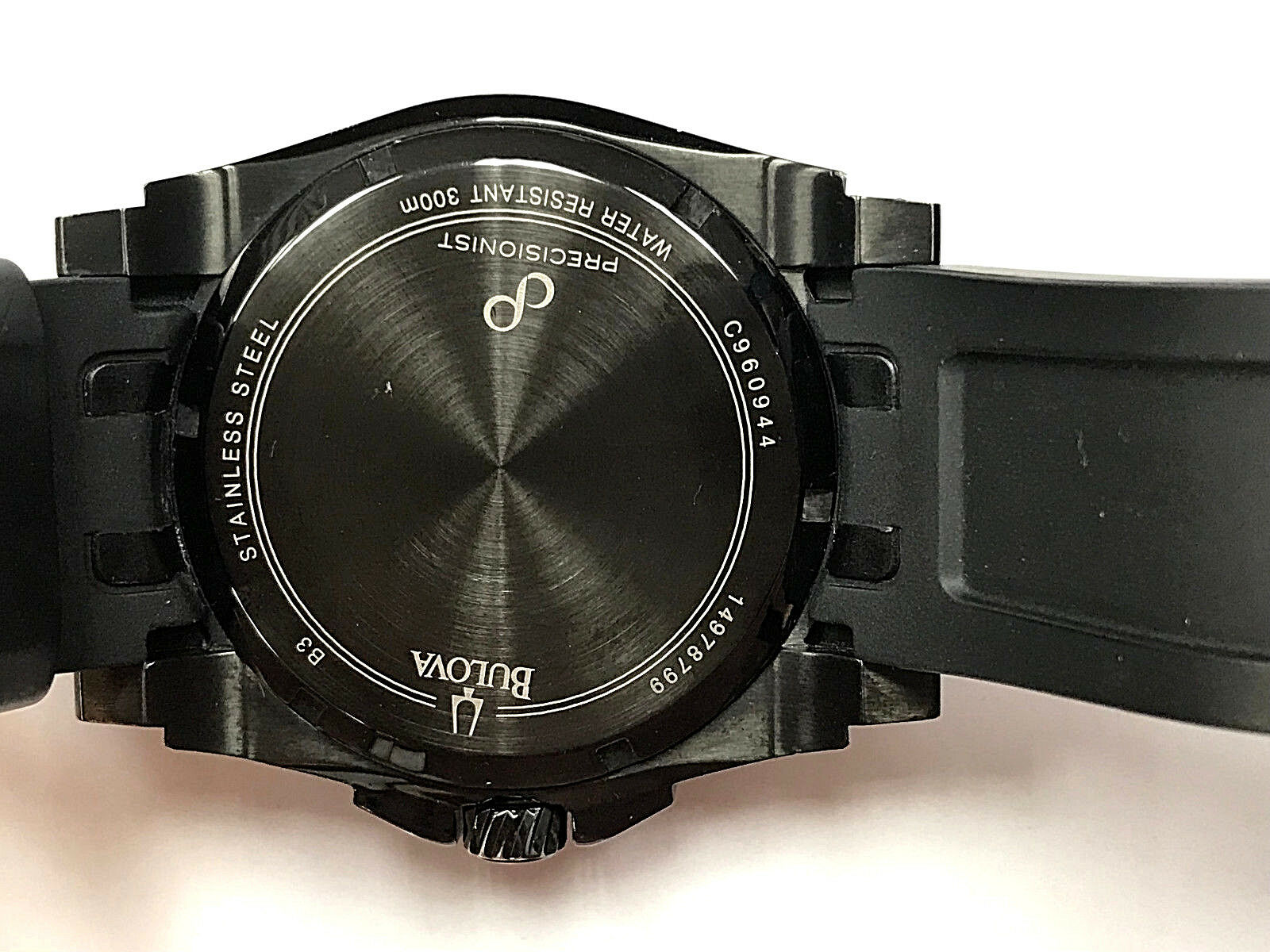 Bulova 98B142 Precisionist Champlain Black Dial Rubber Strap 