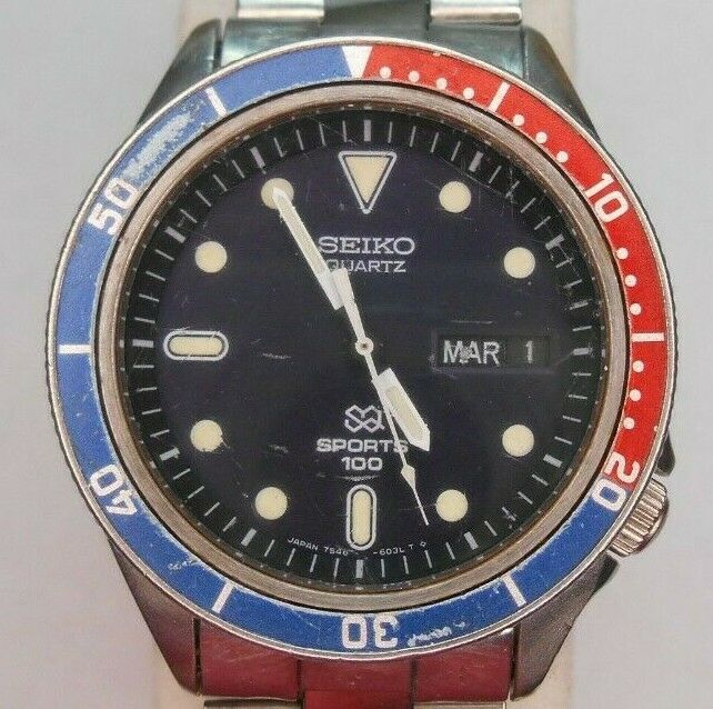 Seiko 7546-6049 SQ Sports 100 Quartz diver's watch - New Battery Installed  | WatchCharts