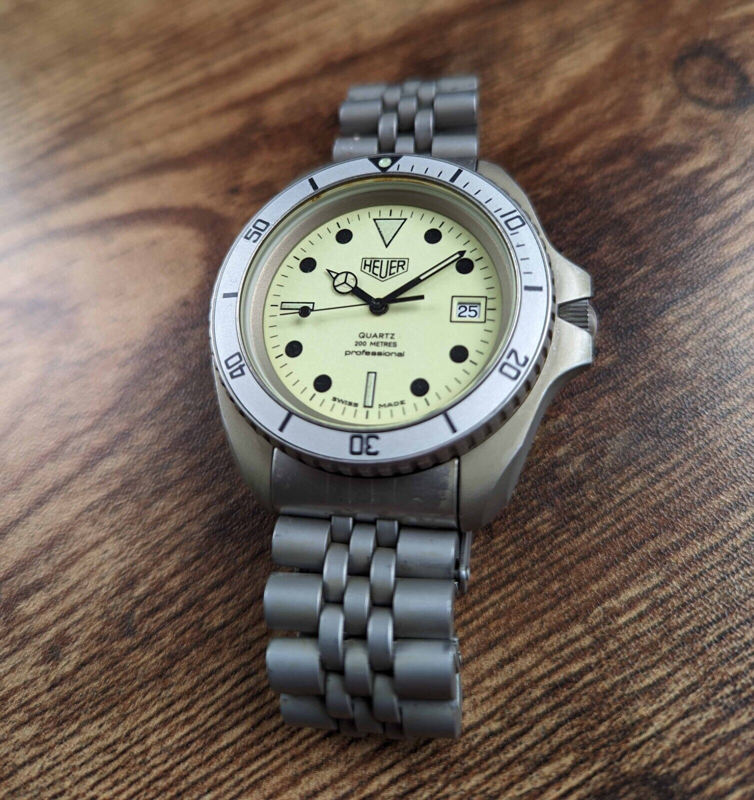 Vintage Heuer Jumbo Men s Diver Watch Pewter PVD 982.106