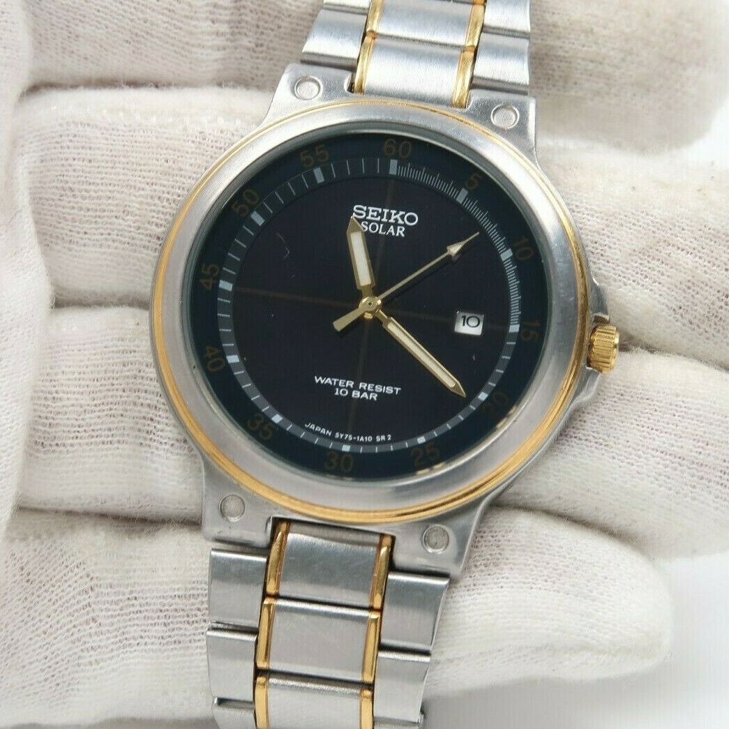 SEIKO SOLAR 5Y75-1A10 FOR PARTS OR REPAIR Watch JAPAN 