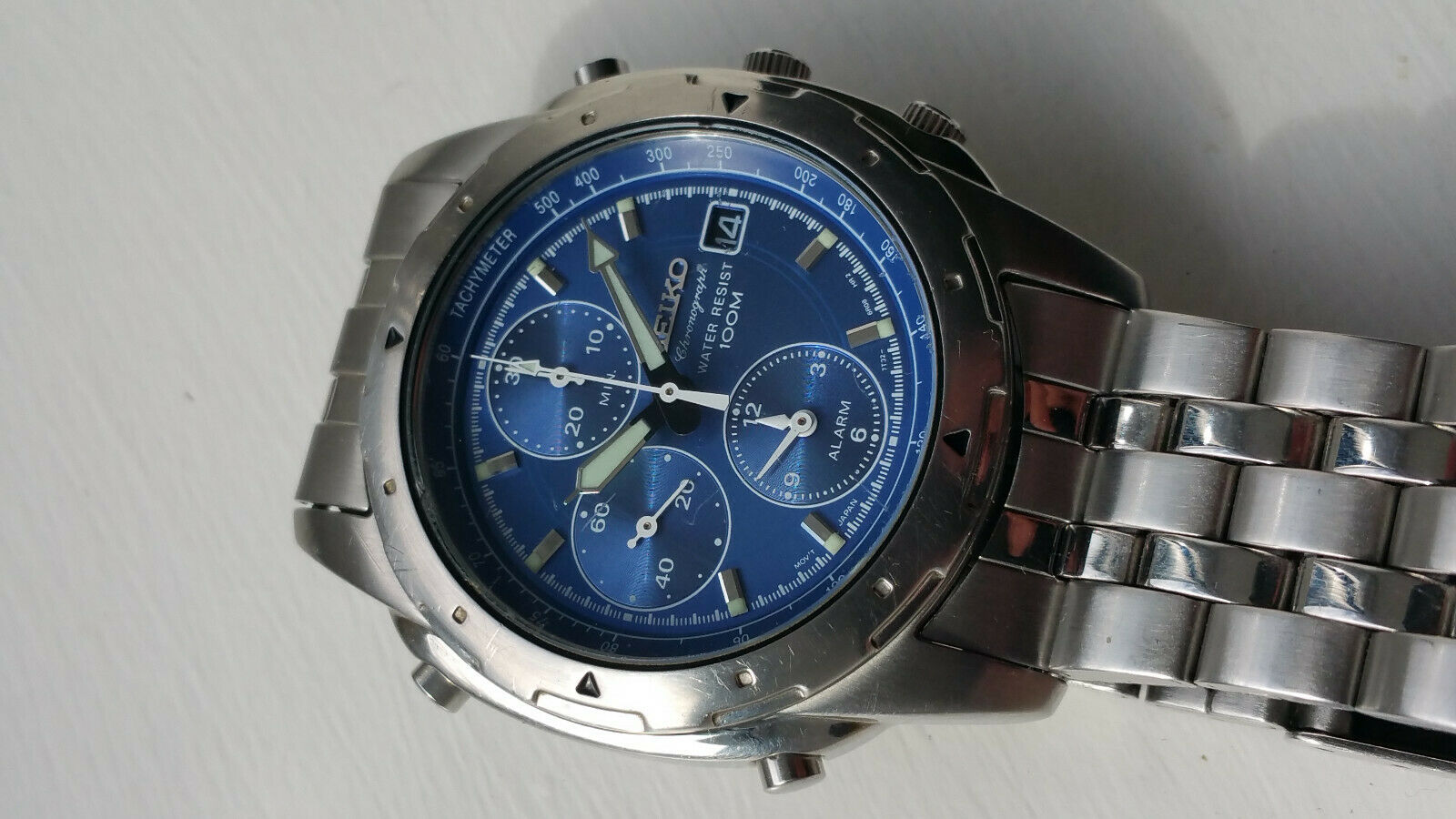 SEIKO 7T32 6M00 100m Quartz Chronograph Aquamarine Blue dial Apr