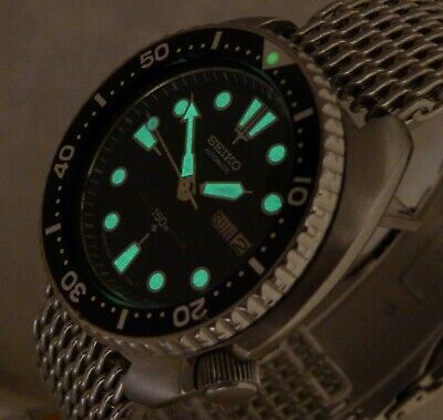 Huge Seiko Turtle Submariner Shark Mesh Automatic Day/Date Diver