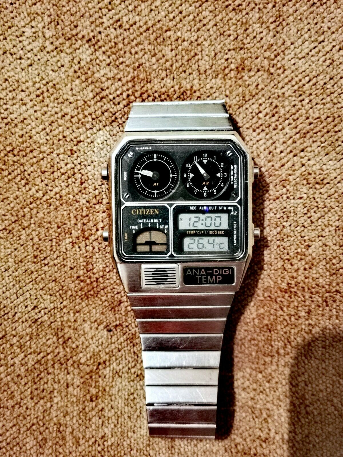 CITIZEN ANA-DIGI TEMP 8988-S073049 VINTAGE MEN'S WATCH