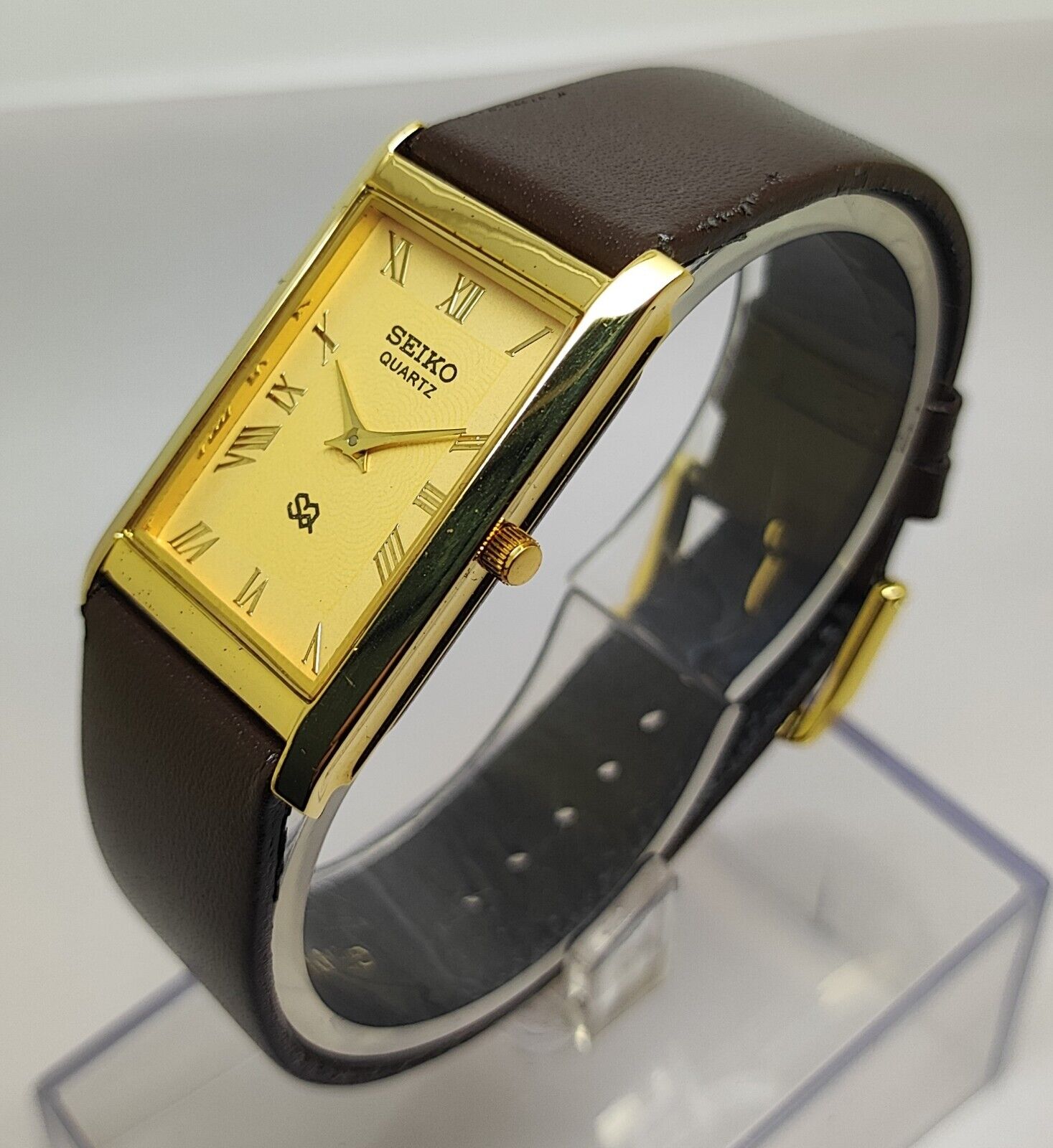 seiko quartz super slim men gold plated awesome roman dial watch working  order | WatchCharts