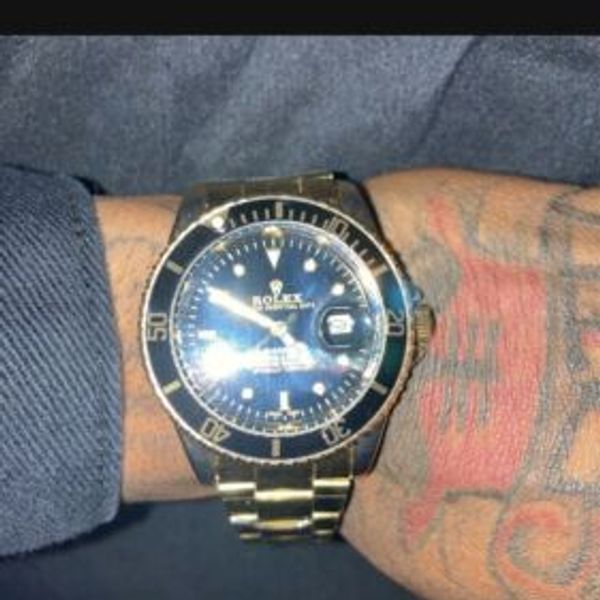 Rolex 18k Gold Submariner Men's Black Face Watch 16618 WatchCharts