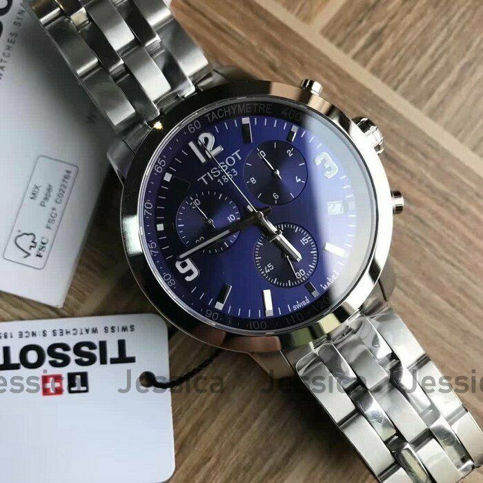 TISSOT T0554171104700 Silver Tone Blue Dial PRC 200 Chronograph