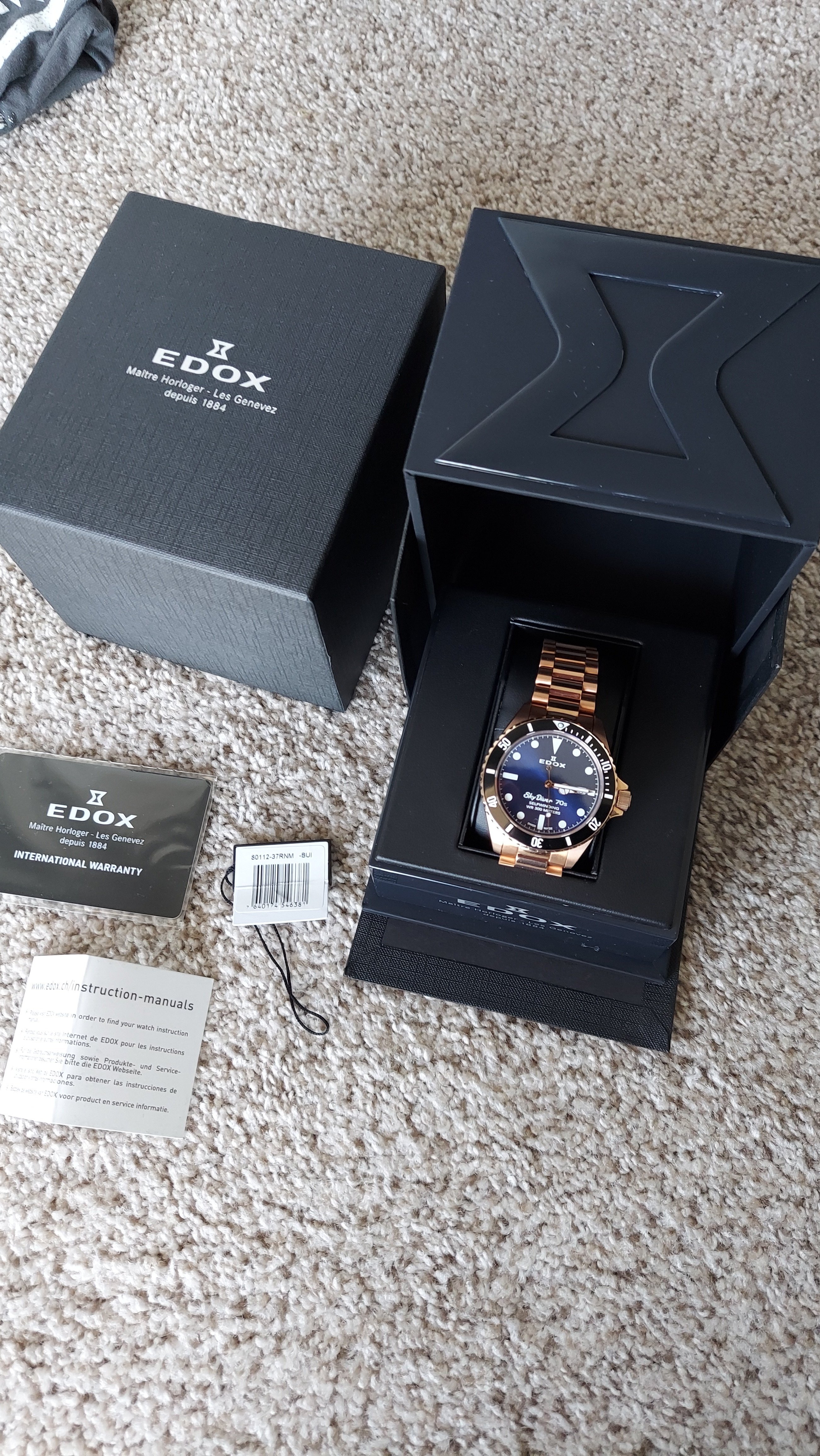 FS: Edox Skydiver 70S Rose Gold 80112-37RNM-BUI | WatchCharts