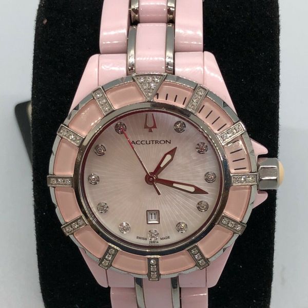 Bulova Acutron Ladies Watch-28R14 Mirador-Pink-50 Diamonds  display picture 2