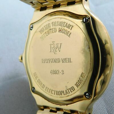RAYMOND WEIL 4802-3 18K GOLD ELECTROPLATED MENS VINTAGE WATCH