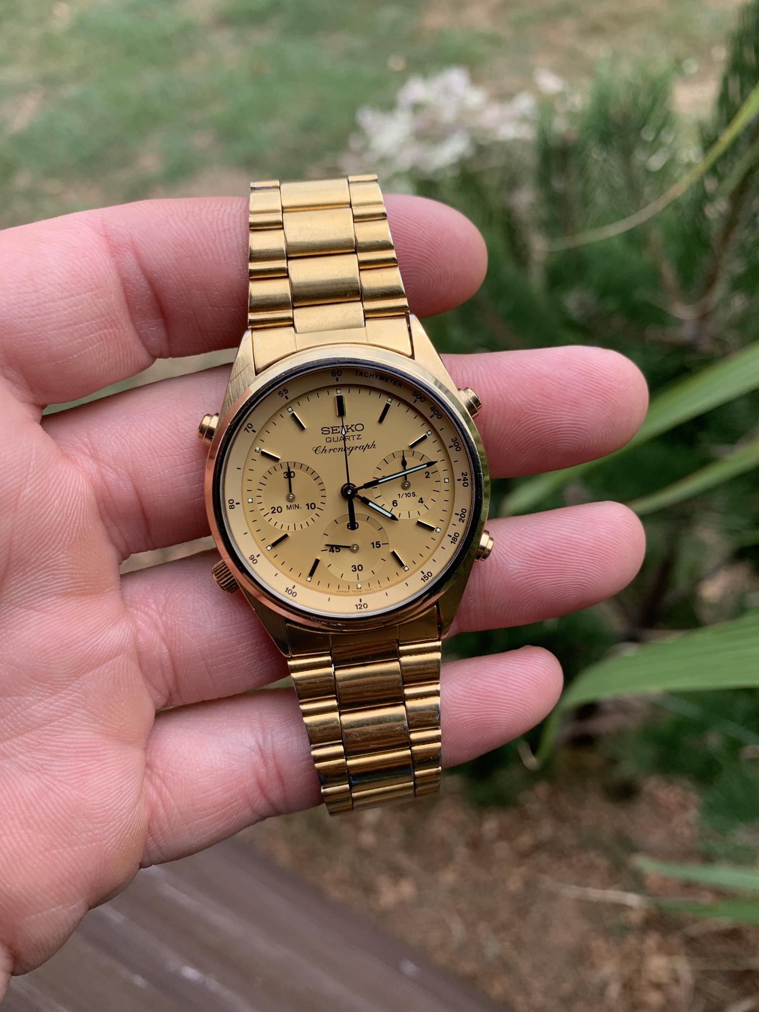 WTS] Seiko 7a28-7029 Quartz Chronograph, Gold-Tone Vintage 1983