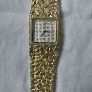 Vintage Gold Nugget Rolex Mens Wrist Watch Geneve Quartz Watchcharts