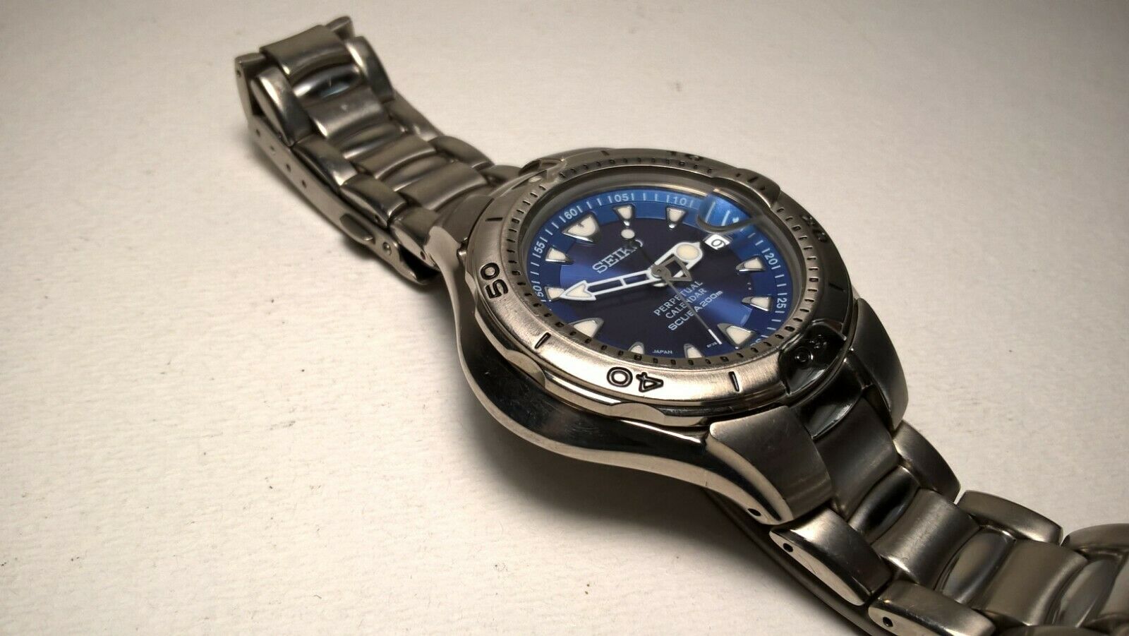 Seiko Scuba 200m Pippin SBCM003 Titanium Blue 8F35-0020 Perpetual 