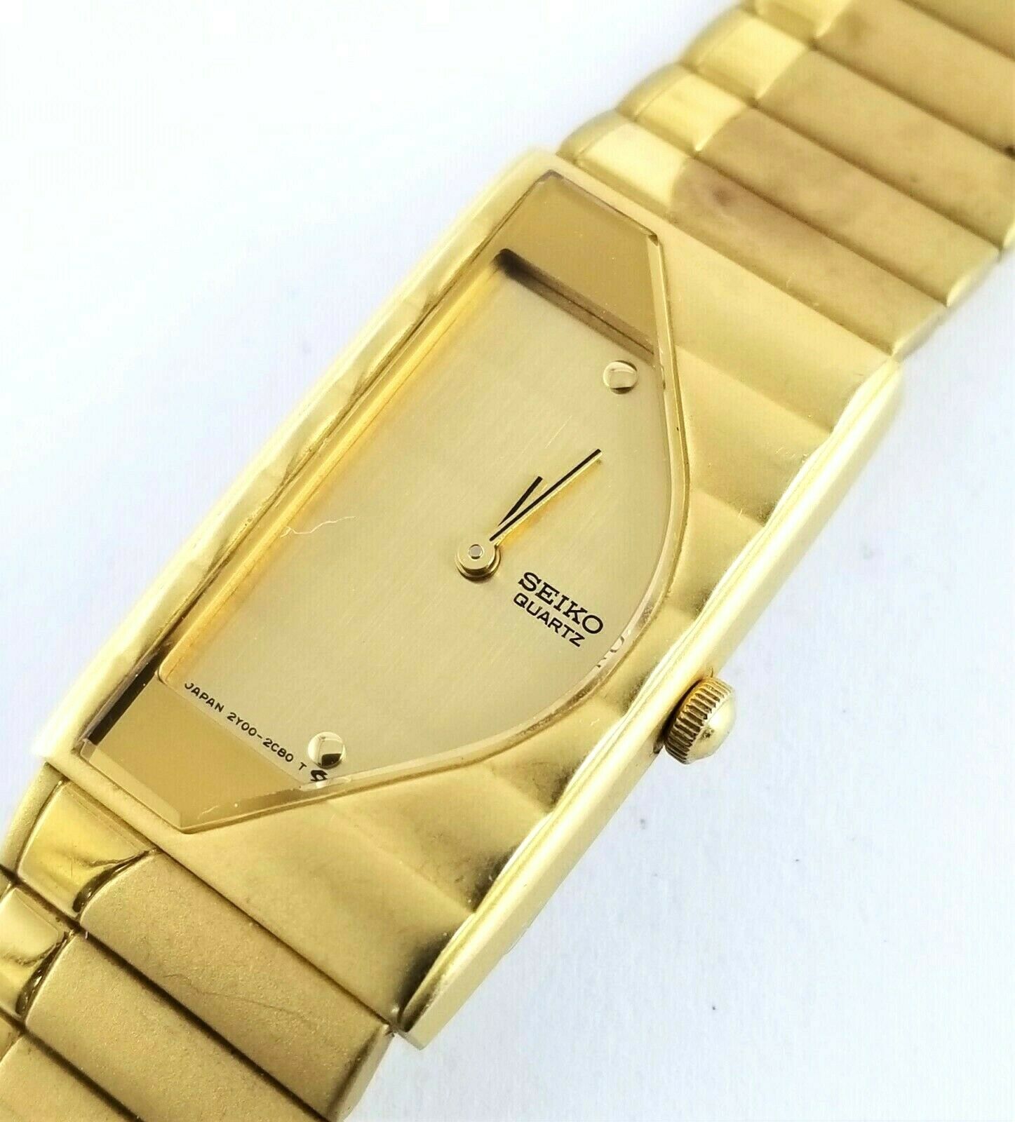 Seiko Gold Tone Rectangular Vintage Quartz Watch 2Y00-5G10 Womens Seiko 2y00 Watches - Etsy main image 2
