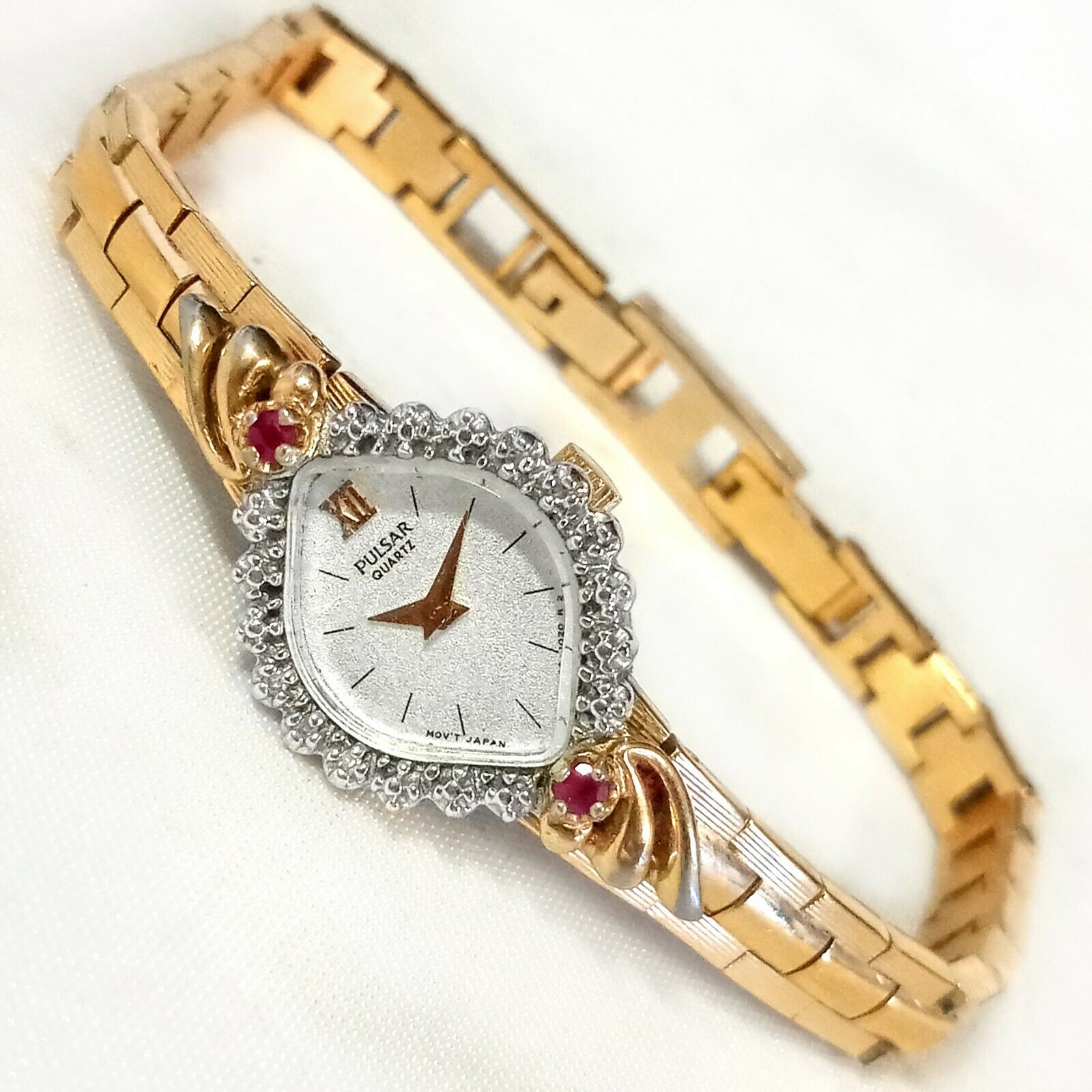 Beautiful Pulsar by Seiko Watch V400 L 176A Diamond Garnet Ruby 16x21mm Womens WatchCharts Marketplace