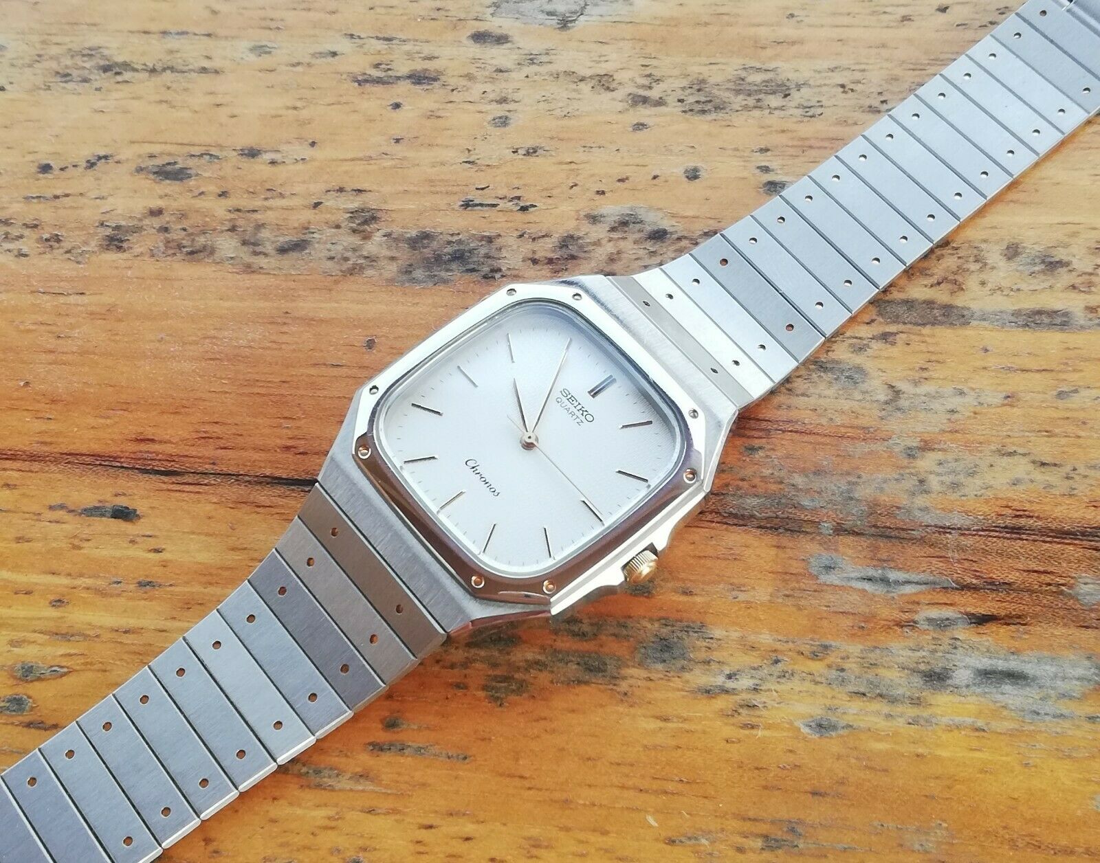 Seiko Chronos Quartz JDM 7731 5130 Kanji JDM March 1989 Textured