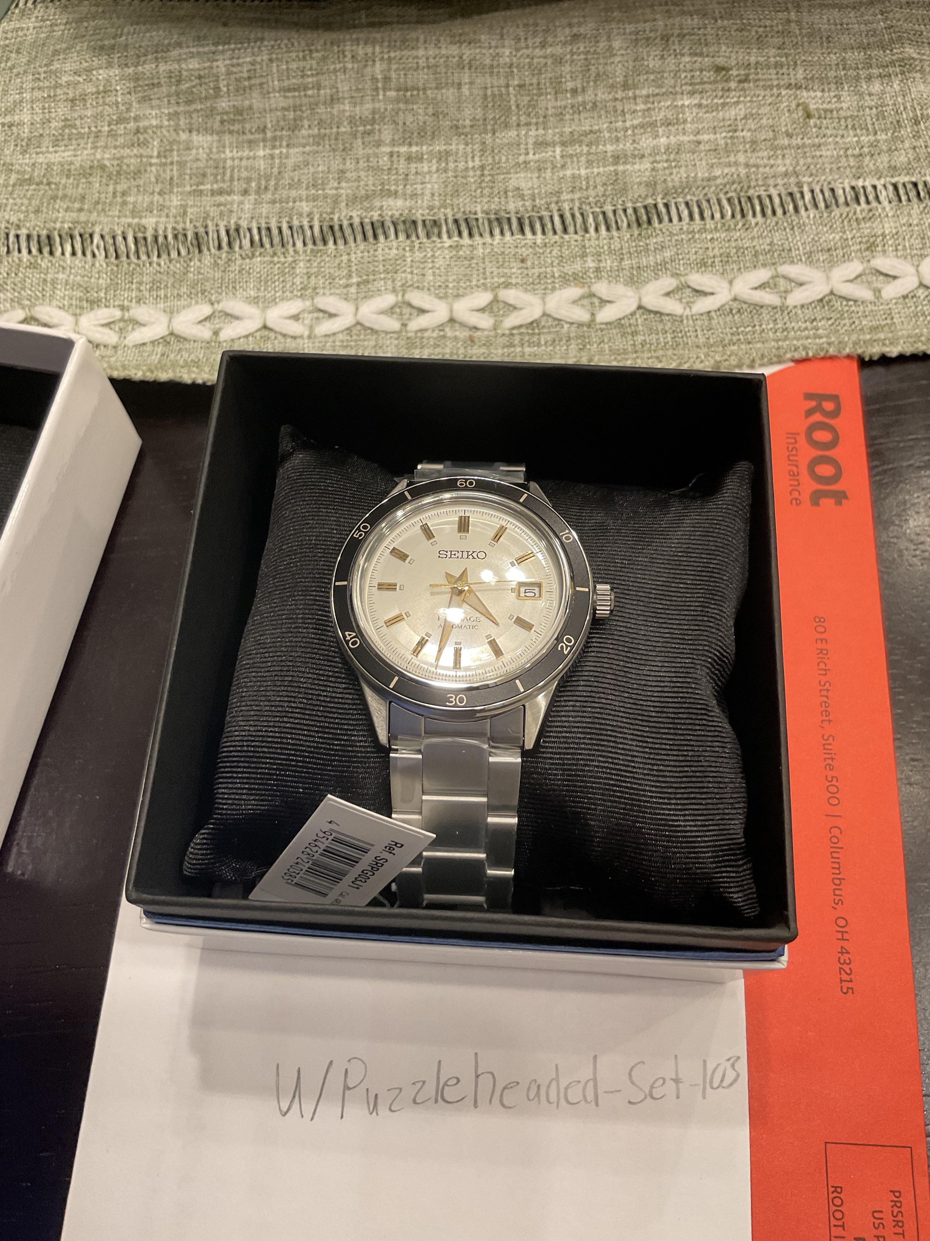 Seiko Presage SRPG03J1 Orologio Uomo Automatico - Stile Anni '60 - Quadrante Argento, Bracciale In Acciaio - Giorno E Data - 3