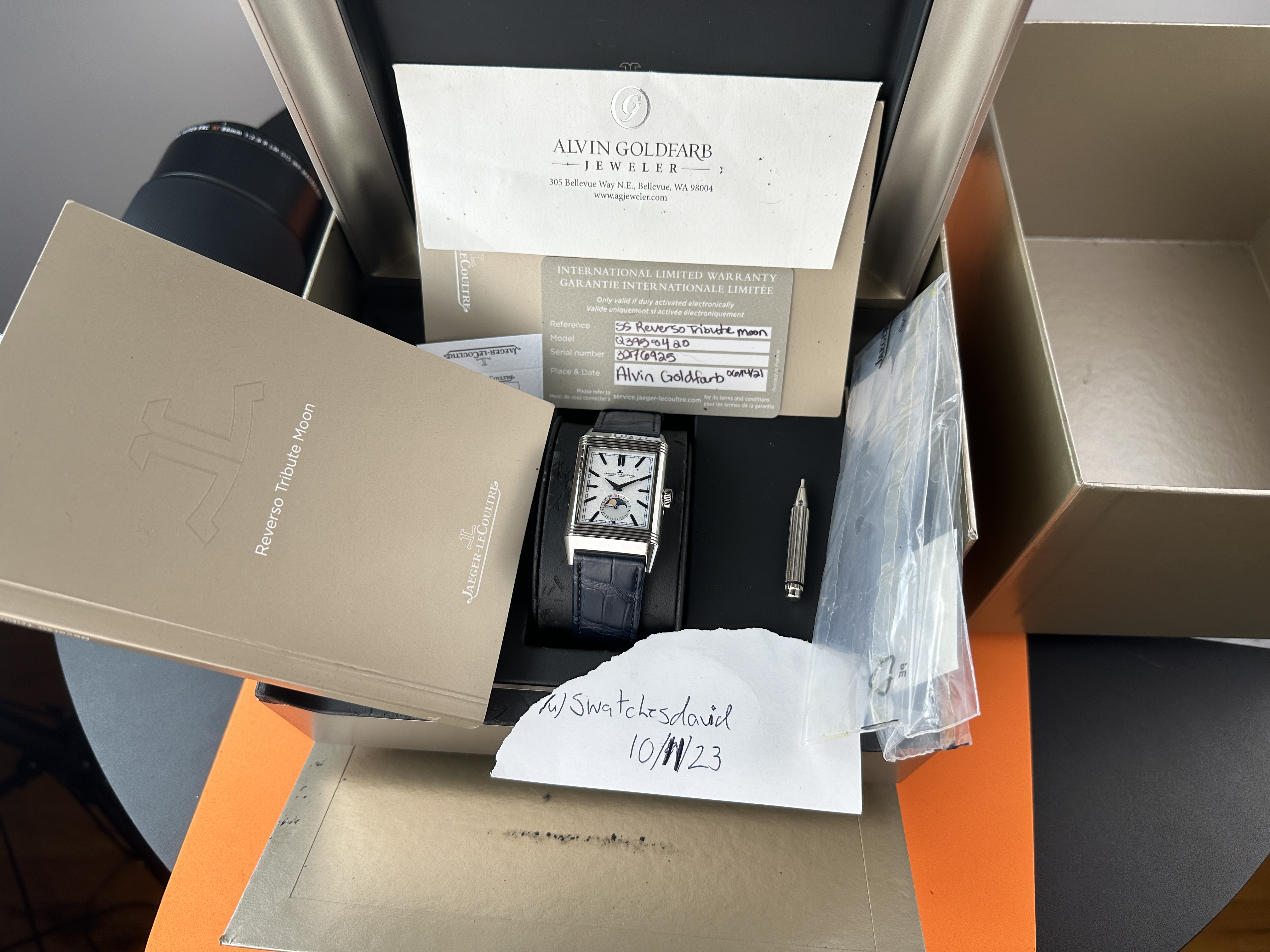 WTS Jaeger LeCoultre Reverso Moon Tribute Duo Q3958420 box