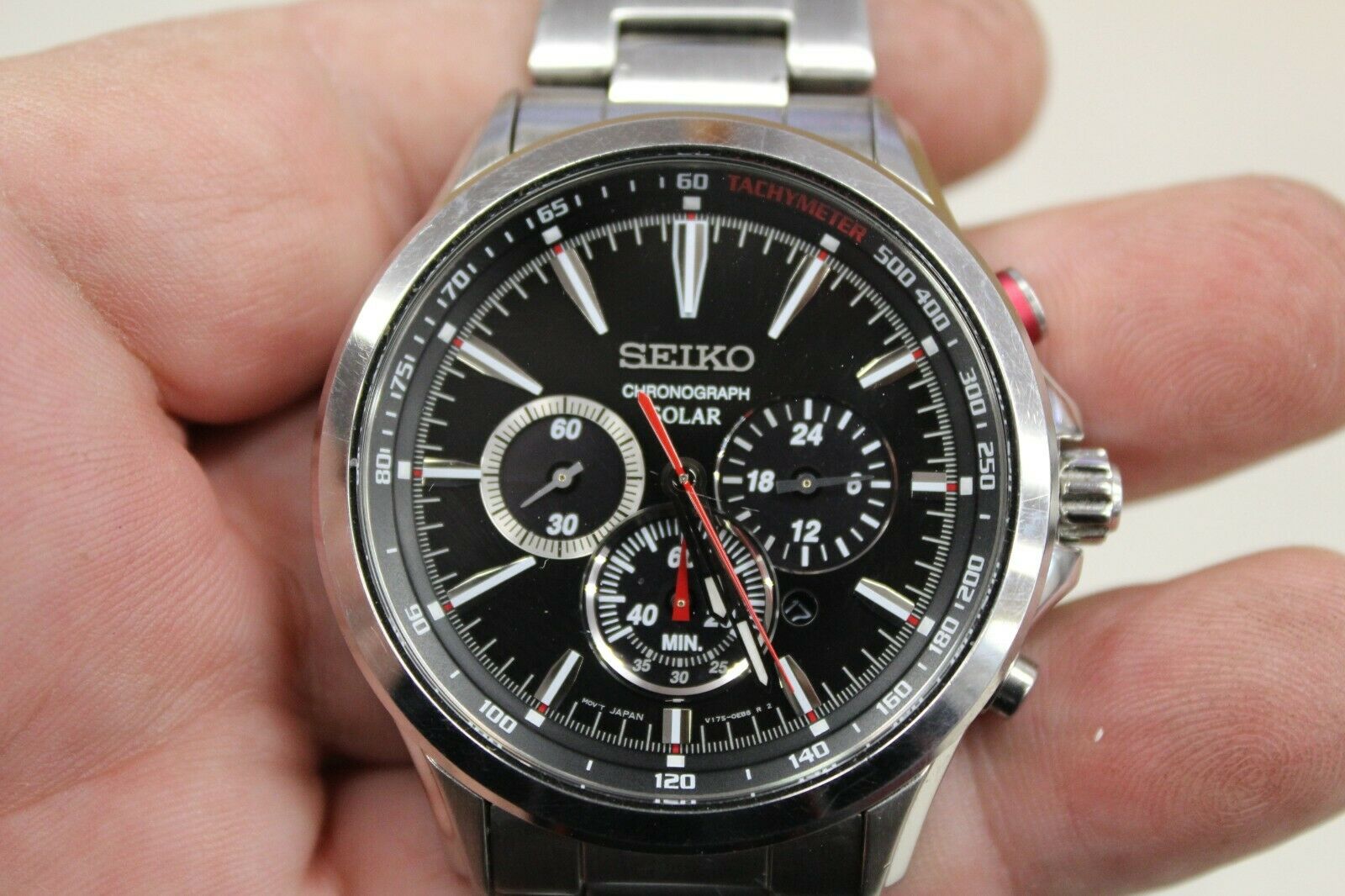 Seiko V175-0DM0 A4 Chronograph Solar Japan Men's Wrist Watch