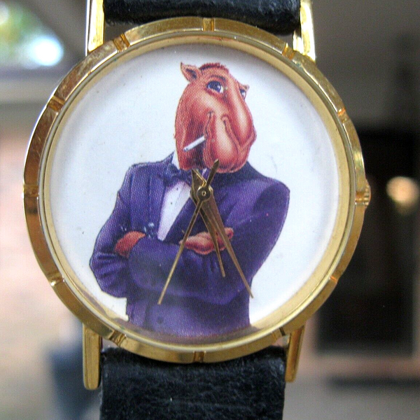 RARE Club Camel Joe Wrist Black Leather New BATTERY 1990'S PROMOTIONAL