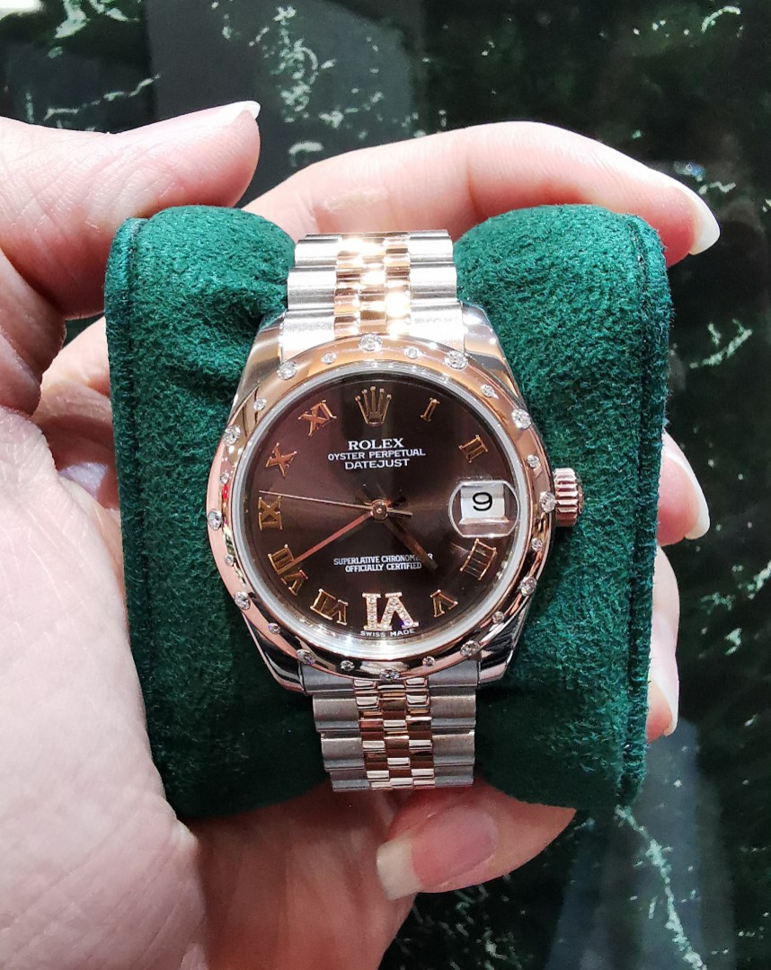 Rolex Datejust 31 ROSE gold chocolate diamond iv 178341