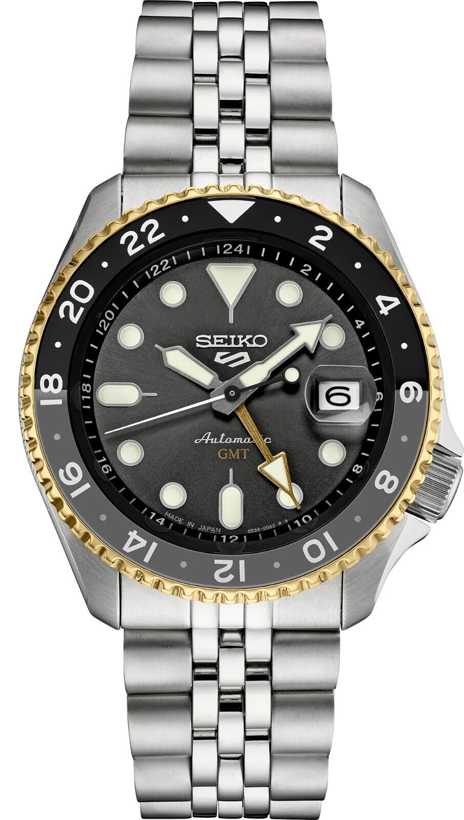 Seiko 5 Five Sports SSK021 SKX GMT Automatic Watch 100m Gold Bezel