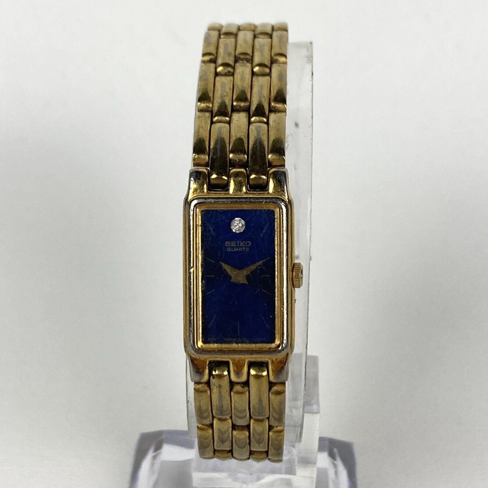 Vintage Seiko Gold Tone Stainless Steel Blue Dial Date Women Watch WR 100M Seiko Women main image 3